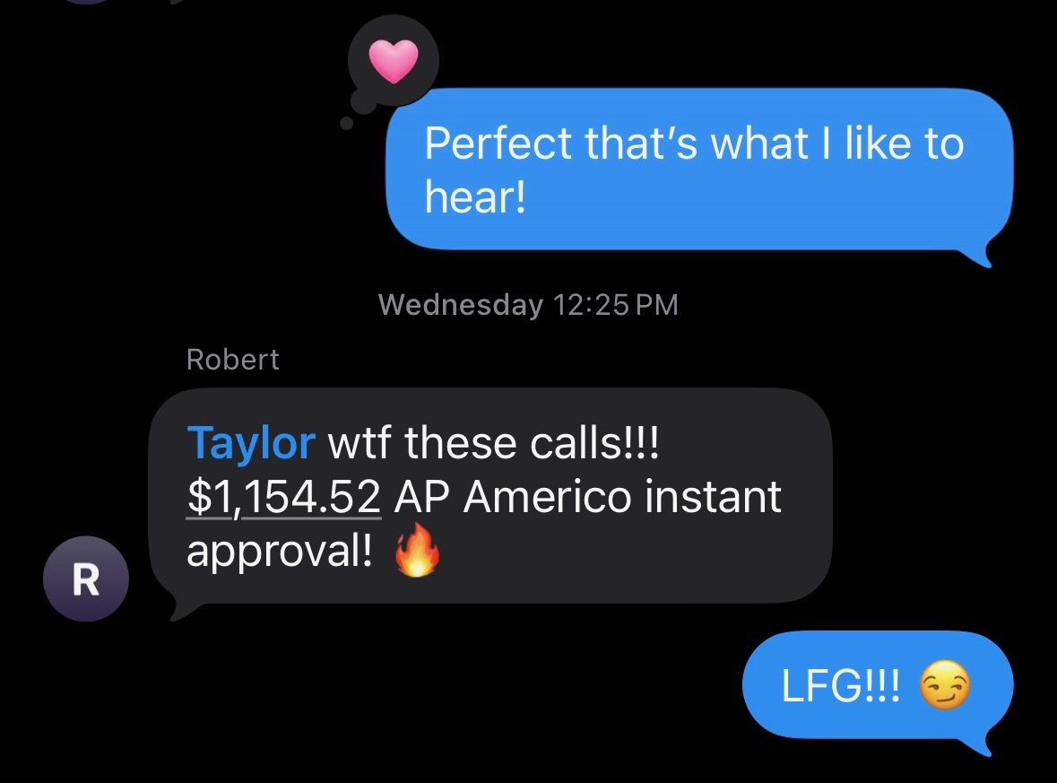 Customer-reported sale, $1,154 AP